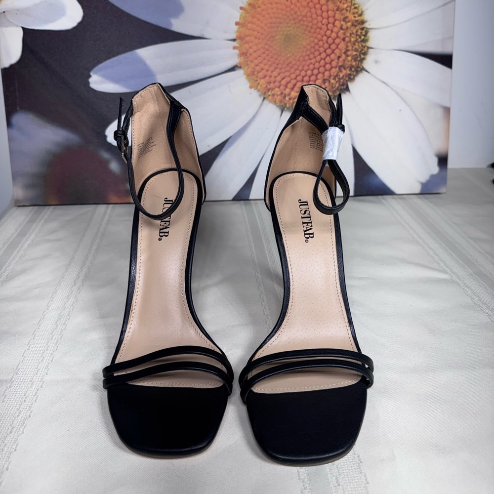 JustFab Elegant Black Strappy Heels